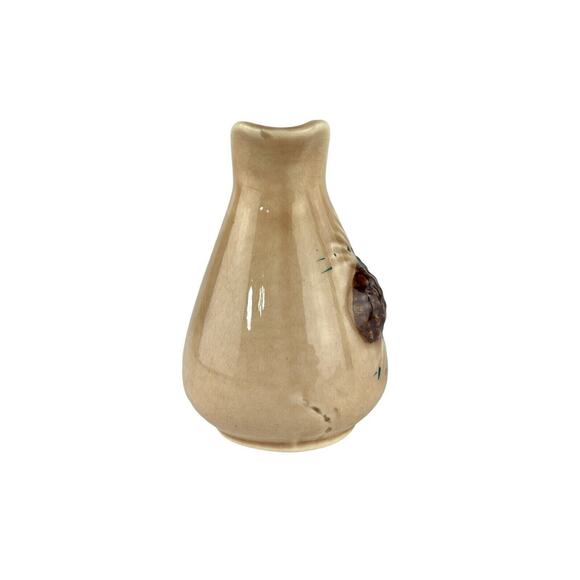 Vintage Japan Pottery Mini Pitcher Creamer Brown Pine Cone Flower Bud Vase Decor - Picture 4 of 16
